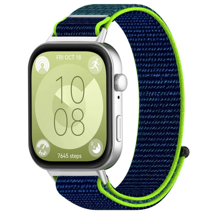 For Huawei Watch Fit3 Nylon Loop Hook and Loop Fastener Watch Band(Lime Green) by buy2fix