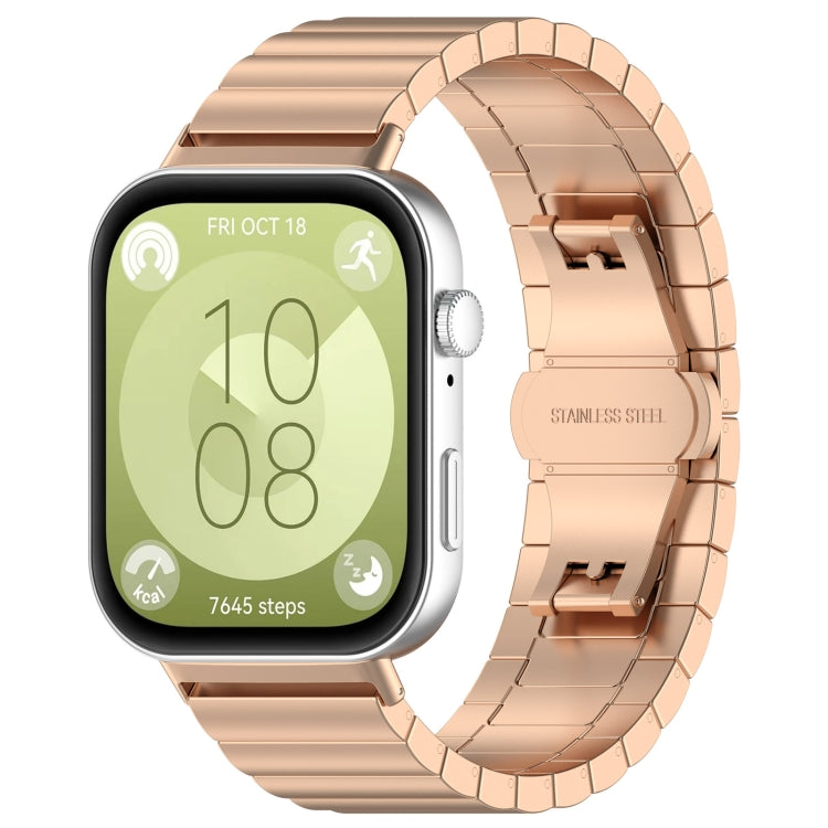 For Huawei Watch Fit3 One Bead Stainless Steel Watch Band(Rose Gold) by buy2fix