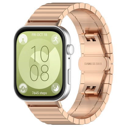 For Huawei Watch Fit3 One Bead Stainless Steel Watch Band(Rose Gold) by buy2fix