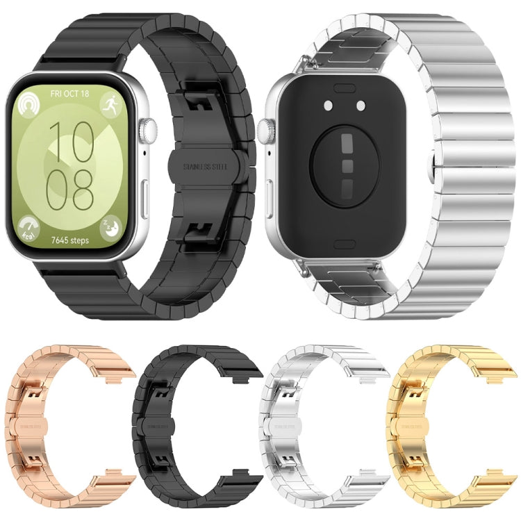 For Huawei Watch Fit3 One Bead Stainless Steel Watch Band(Rose Gold) by buy2fix