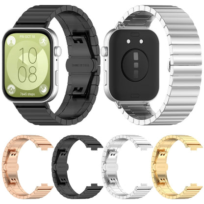 For Huawei Watch Fit3 One Bead Stainless Steel Watch Band(Black) by buy2fix