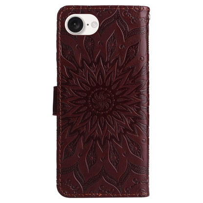 For iPhone 16e Embossed Sunflower Pattern Flip Leather Phone Case(Brown) by buy2fix