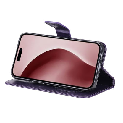 For iPhone 16 Pro Embossed Sunflower Pattern Flip Leather Phone Case(Purple) by buy2fix