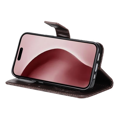 For iPhone 16 Pro Embossed Sunflower Pattern Flip Leather Phone Case(Brown) by buy2fix