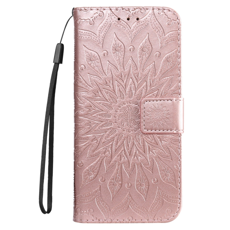 For iPhone 16 Pro Embossed Sunflower Pattern Flip Leather Phone Case(Rose Gold) by buy2fix