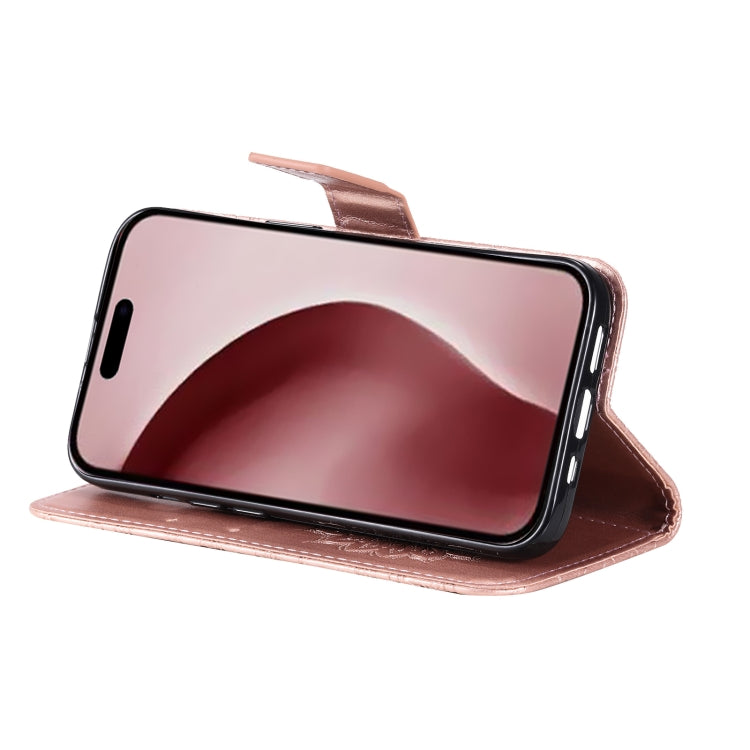 For iPhone 16 Pro Embossed Sunflower Pattern Flip Leather Phone Case(Rose Gold) by buy2fix