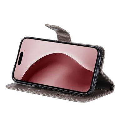 For iPhone 16 Pro Embossed Sunflower Pattern Flip Leather Phone Case(Grey) by buy2fix