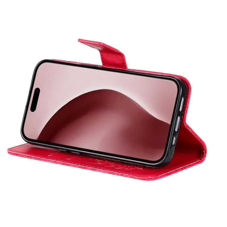 For iPhone 16 Pro Embossed Sunflower Pattern Flip Leather Phone Case(Red) by buy2fix