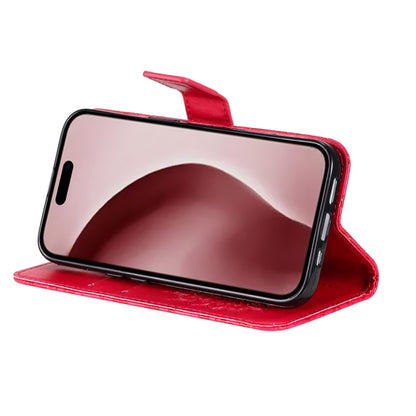 For iPhone 16 Pro Embossed Sunflower Pattern Flip Leather Phone Case(Red) by buy2fix