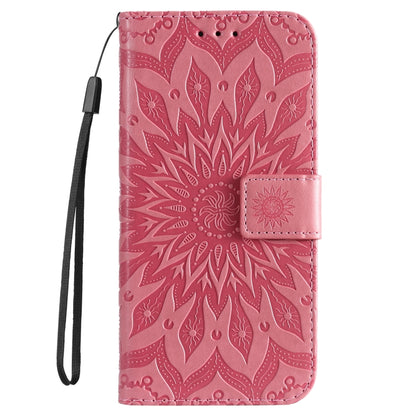For iPhone 16 Pro Embossed Sunflower Pattern Flip Leather Phone Case(Pink) by buy2fix