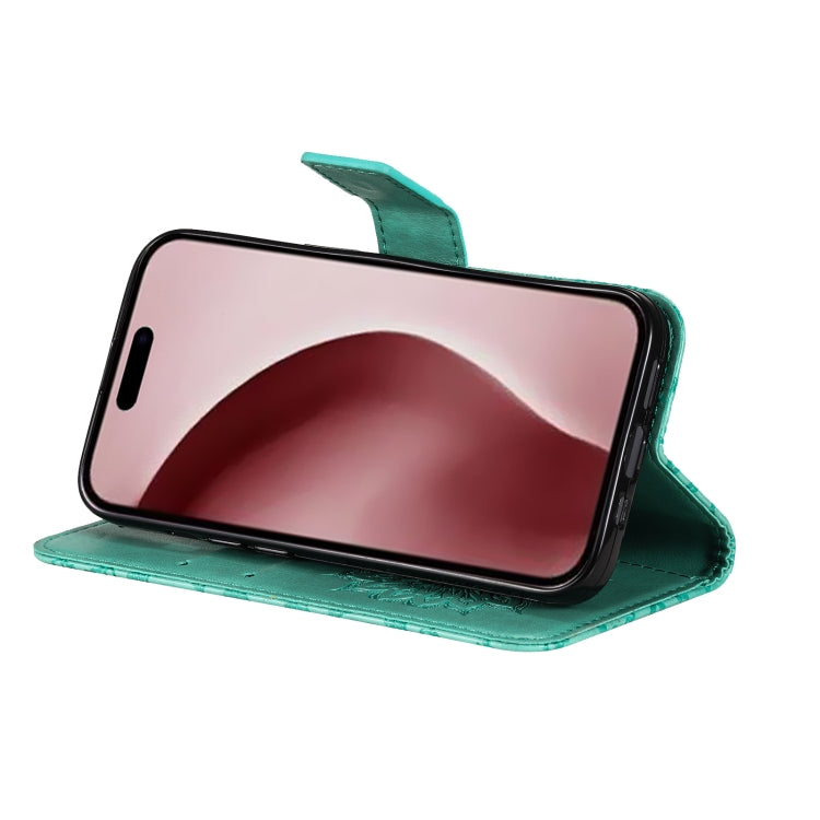 For iPhone 16 Pro Embossed Sunflower Pattern Flip Leather Phone Case(Green) by buy2fix