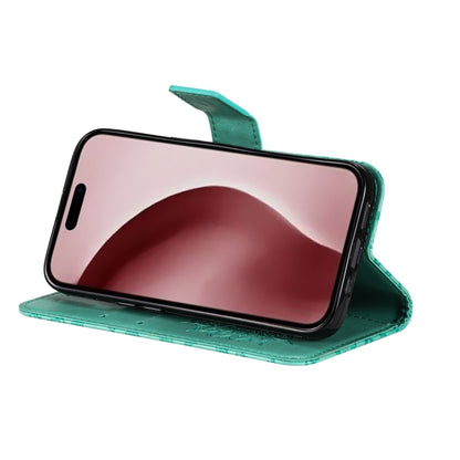 For iPhone 16 Pro Embossed Sunflower Pattern Flip Leather Phone Case(Green) by buy2fix