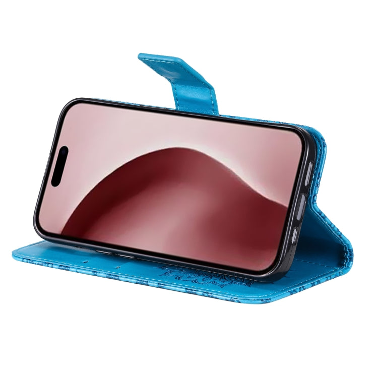 For iPhone 16 Pro Embossed Sunflower Pattern Flip Leather Phone Case(Blue) by buy2fix