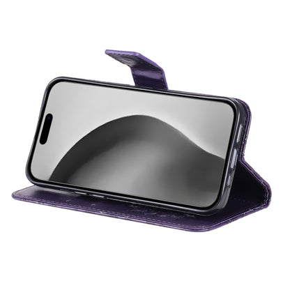 For iPhone 16 Pro Max Embossed Sunflower Pattern Flip Leather Phone Case(Purple) by buy2fix