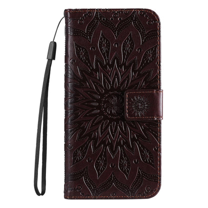 For iPhone 16 Pro Max Embossed Sunflower Pattern Flip Leather Phone Case(Brown) by buy2fix
