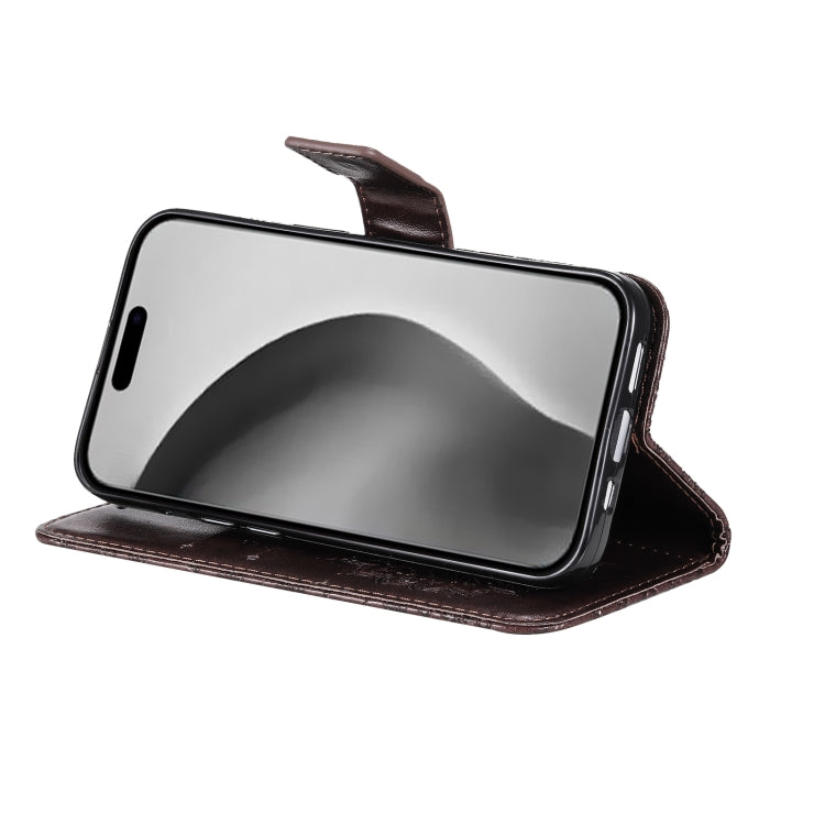 For iPhone 16 Pro Max Embossed Sunflower Pattern Flip Leather Phone Case(Brown) by buy2fix