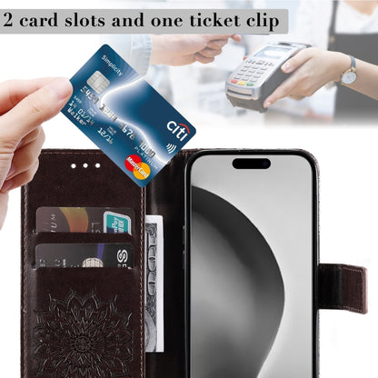 For iPhone 16 Pro Max Embossed Sunflower Pattern Flip Leather Phone Case(Brown) by buy2fix