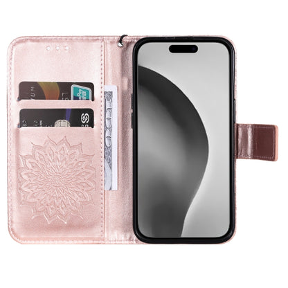 For iPhone 16 Pro Max Embossed Sunflower Pattern Flip Leather Phone Case(Rose Gold) by buy2fix