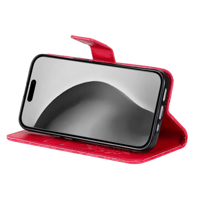 For iPhone 16 Pro Max Embossed Sunflower Pattern Flip Leather Phone Case(Red) by buy2fix