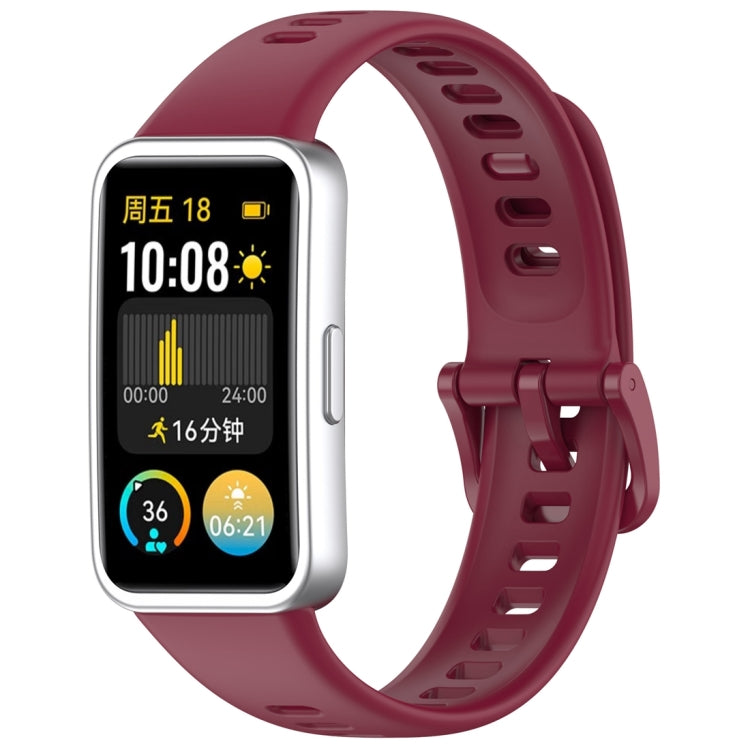 For Huawei Band 10 / 9 / 8 Nail Button Glossy Silicone Watch Band(Wine Red) by buy2fix