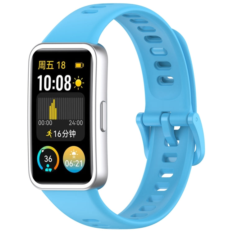 For Huawei Band 10 / 9 / 8 Nail Button Glossy Silicone Watch Band(Sky Blue) by buy2fix