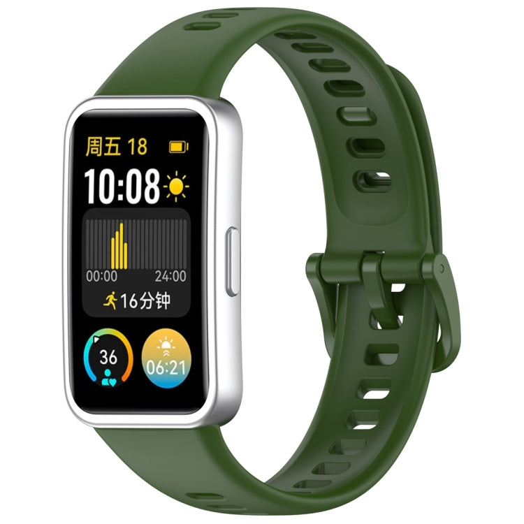 For Huawei Band 10 / 9 / 8 Nail Button Glossy Silicone Watch Band(Dark Green) by buy2fix