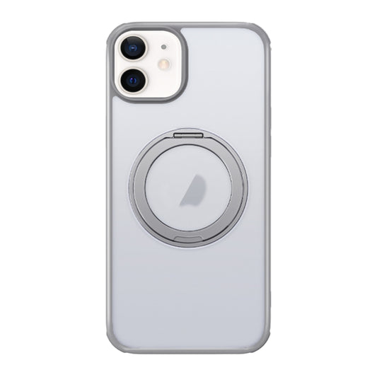 For iPhone 12 MagSafe Holder PC Hybrid TPU Phone Case(Matte Grey) - iPhone 12 / 12 Pro Cases by buy2fix | Online Shopping UK | buy2fix