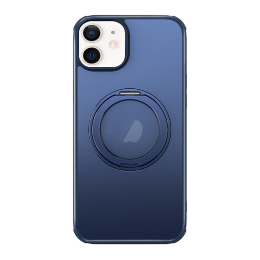 For iPhone 12 MagSafe Holder PC Hybrid TPU Phone Case(Matte Blue) - iPhone 12 / 12 Pro Cases by buy2fix | Online Shopping UK | buy2fix