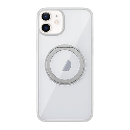 For iPhone 12 MagSafe Holder PC Hybrid TPU Phone Case(Transparent White) - iPhone 12 / 12 Pro Cases by buy2fix | Online Shopping UK | buy2fix