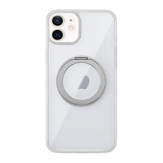 For iPhone 12 MagSafe Holder PC Hybrid TPU Phone Case(Transparent White) - iPhone 12 / 12 Pro Cases by buy2fix | Online Shopping UK | buy2fix