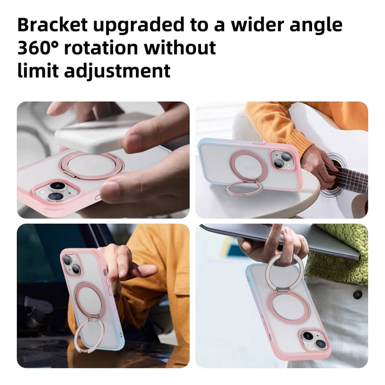 For iPhone 12 Pro Max MagSafe Holder PC Hybrid TPU Phone Case(Pink Blue) - iPhone 12 Pro Max Cases by buy2fix | Online Shopping UK | buy2fix