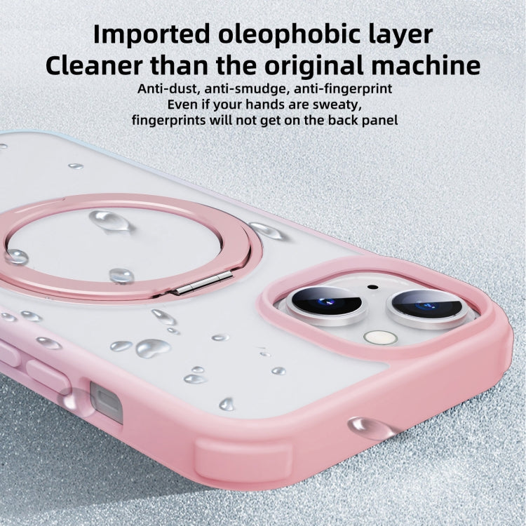 For iPhone 12 Pro Max MagSafe Holder PC Hybrid TPU Phone Case(Pink Blue) - iPhone 12 Pro Max Cases by buy2fix | Online Shopping UK | buy2fix