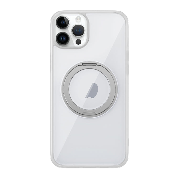 For iPhone 12 Pro Max MagSafe Holder PC Hybrid TPU Phone Case(Transparent White) - iPhone 12 Pro Max Cases by buy2fix | Online Shopping UK | buy2fix