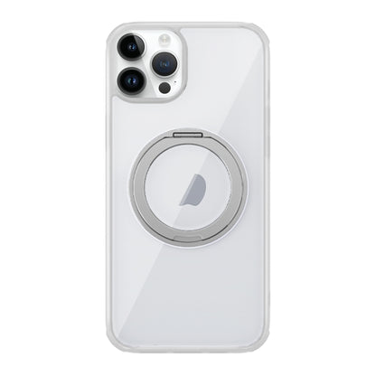 For iPhone 12 Pro Max MagSafe Holder PC Hybrid TPU Phone Case(Transparent White) - iPhone 12 Pro Max Cases by buy2fix | Online Shopping UK | buy2fix