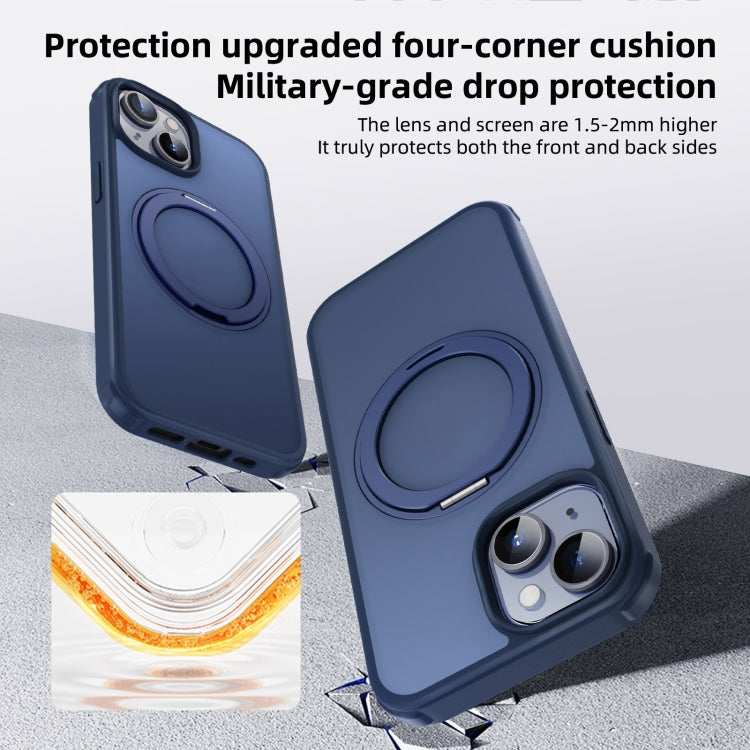 For iPhone 13 MagSafe Holder PC Hybrid TPU Phone Case(Matte Blue) - iPhone 13 Cases by buy2fix | Online Shopping UK | buy2fix