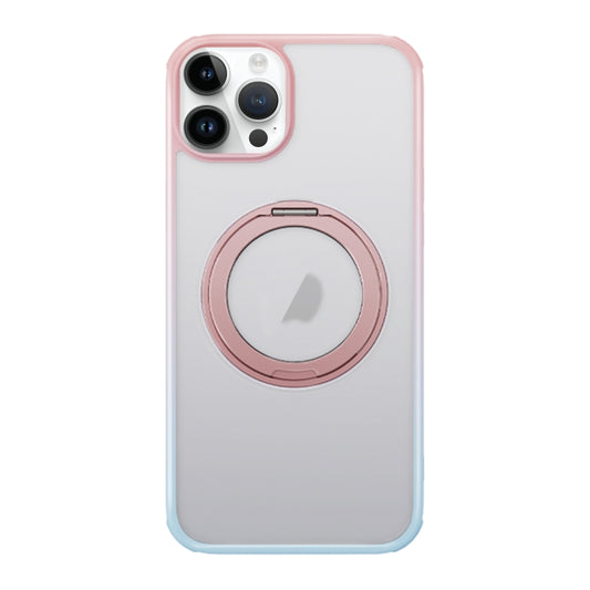 For iPhone 13 Pro Max MagSafe Holder PC Hybrid TPU Phone Case(Pink Blue) - iPhone 13 Pro Max Cases by buy2fix | Online Shopping UK | buy2fix