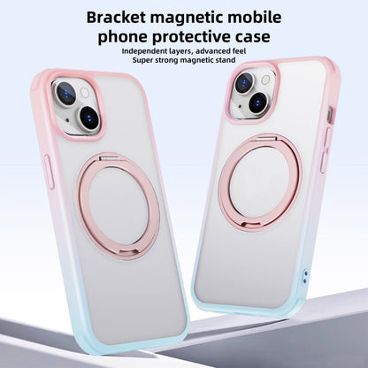 For iPhone 14 MagSafe Holder PC Hybrid TPU Phone Case(Pink Blue) by buy2fix