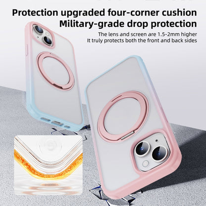 For iPhone 14 MagSafe Holder PC Hybrid TPU Phone Case(Pink Blue) by buy2fix