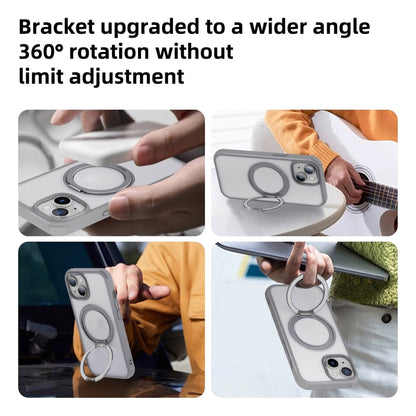 For iPhone 14 MagSafe Holder PC Hybrid TPU Phone Case(Matte Grey) - iPhone 14 Cases by buy2fix | Online Shopping UK | buy2fix