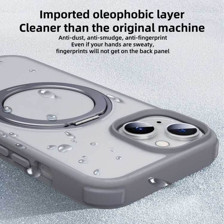 For iPhone 14 MagSafe Holder PC Hybrid TPU Phone Case(Matte Grey) - iPhone 14 Cases by buy2fix | Online Shopping UK | buy2fix
