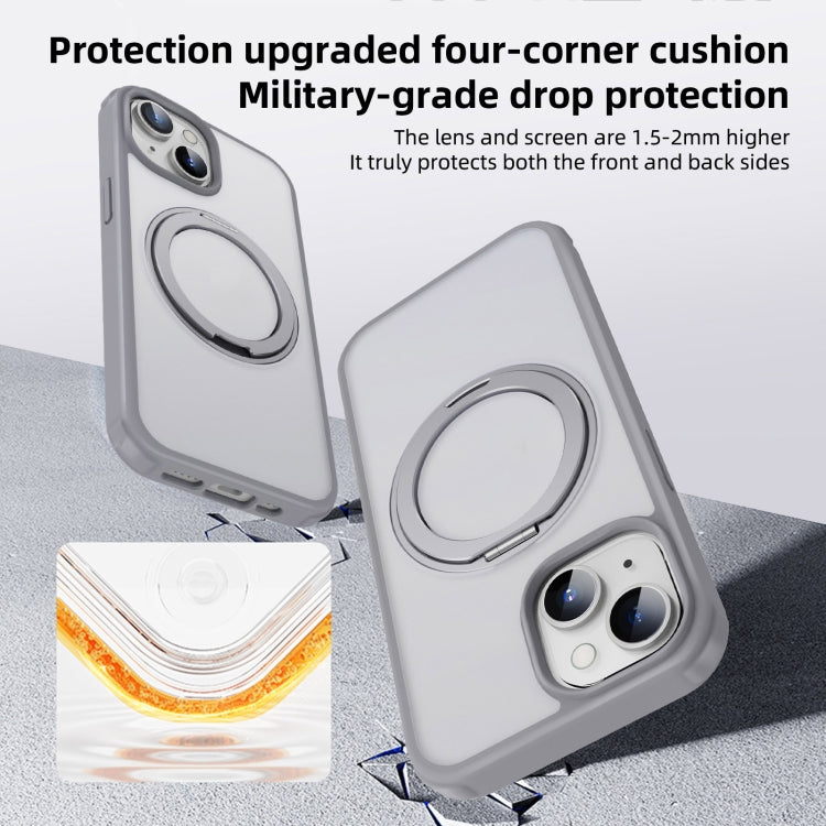 For iPhone 14 MagSafe Holder PC Hybrid TPU Phone Case(Matte Grey) - iPhone 14 Cases by buy2fix | Online Shopping UK | buy2fix