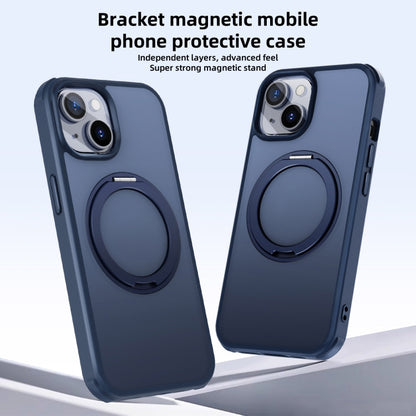 For iPhone 14 MagSafe Holder PC Hybrid TPU Phone Case(Matte Blue) - iPhone 14 Cases by buy2fix | Online Shopping UK | buy2fix