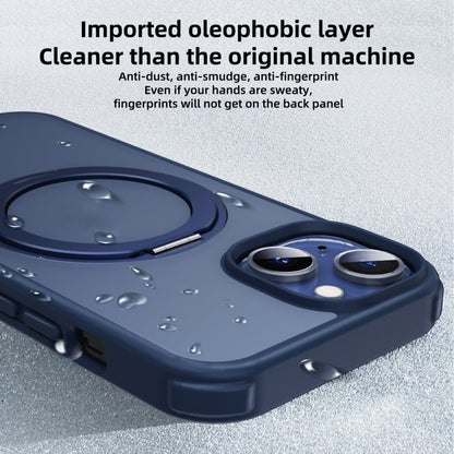For iPhone 14 MagSafe Holder PC Hybrid TPU Phone Case(Matte Blue) - iPhone 14 Cases by buy2fix | Online Shopping UK | buy2fix