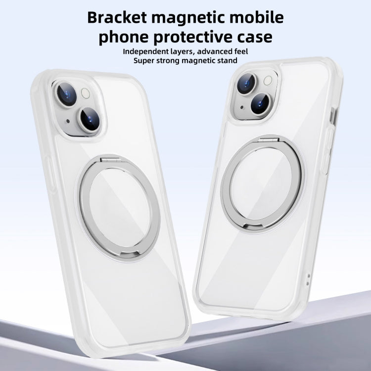 For iPhone 14 MagSafe Holder PC Hybrid TPU Phone Case(Transparent White) - iPhone 14 Cases by buy2fix | Online Shopping UK | buy2fix