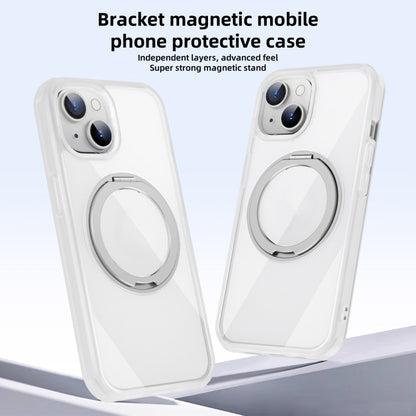For iPhone 14 MagSafe Holder PC Hybrid TPU Phone Case(Transparent White) - iPhone 14 Cases by buy2fix | Online Shopping UK | buy2fix