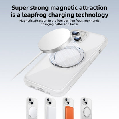 For iPhone 14 MagSafe Holder PC Hybrid TPU Phone Case(Transparent White) - iPhone 14 Cases by buy2fix | Online Shopping UK | buy2fix