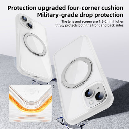For iPhone 14 MagSafe Holder PC Hybrid TPU Phone Case(Transparent White) - iPhone 14 Cases by buy2fix | Online Shopping UK | buy2fix