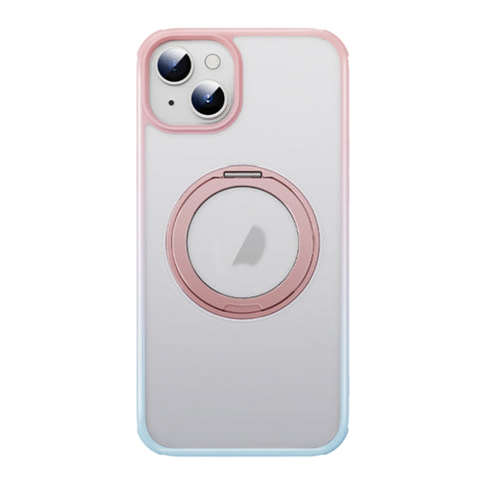 For iPhone 14 Plus MagSafe Holder PC Hybrid TPU Phone Case(Pink Blue) - iPhone 14 Plus Cases by buy2fix | Online Shopping UK | buy2fix