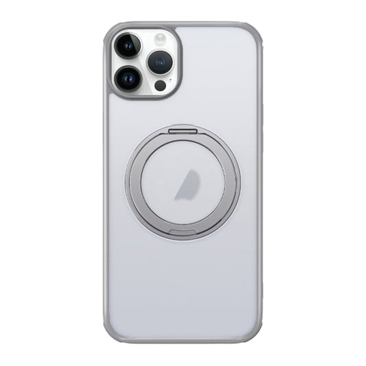 For iPhone 14 Pro Max MagSafe Holder PC Hybrid TPU Phone Case(Matte Grey) - iPhone 14 Pro Max Cases by buy2fix | Online Shopping UK | buy2fix
