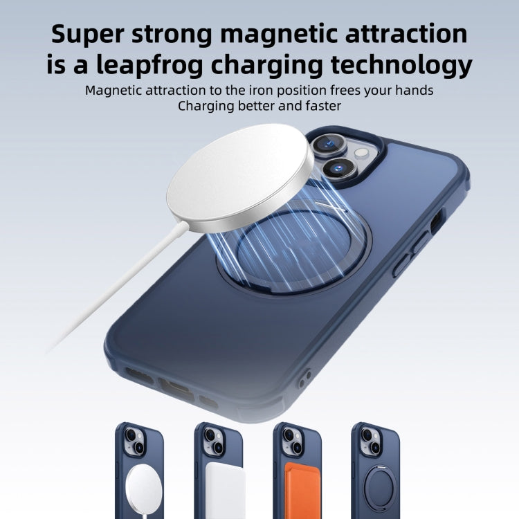 For iPhone 14 Pro Max MagSafe Holder PC Hybrid TPU Phone Case(Matte Blue) - iPhone 14 Pro Max Cases by buy2fix | Online Shopping UK | buy2fix